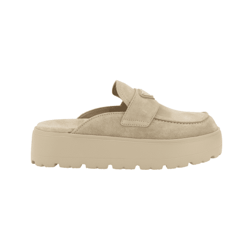 Flatform Suede Sabot - Ecru